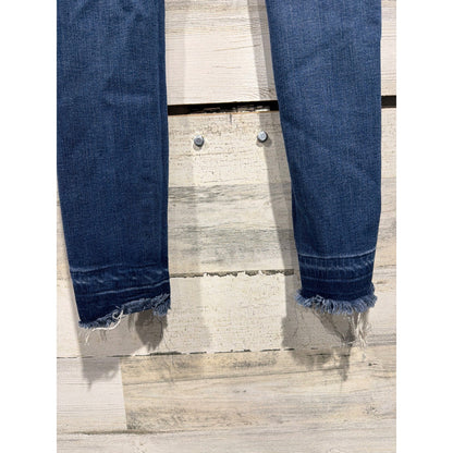 DL1961 Chloe Skinny Jeans Girls 12 Blue Distressed Raw Hem Denim EUC4