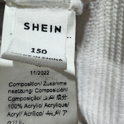 SHEIN Turtleneck Cropped Sweater Girls 12 (150) White Ribbed Knit Winter EUC2