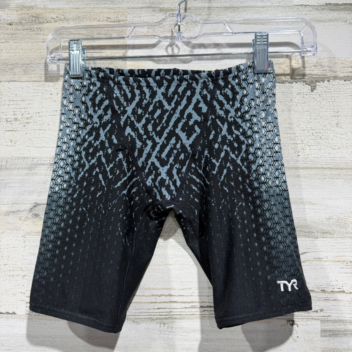 TYR Hexa Jammer Swimsuit Boys Medium 8/10 (Size 24) Geometric Performance Swim0