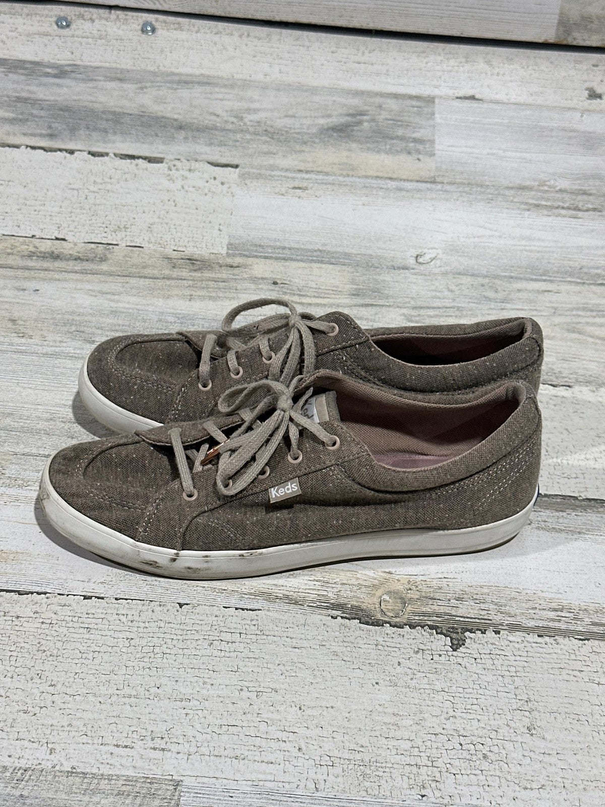Keds Canvas Low Top Sneakers Women 9 Brown Textured Lace Up GUC1