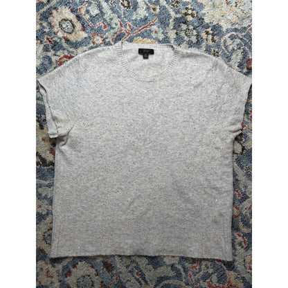 J.Crew Short Sleeve Sweater Women XL Gray Rhinestone Merino Wool Blend EUC3