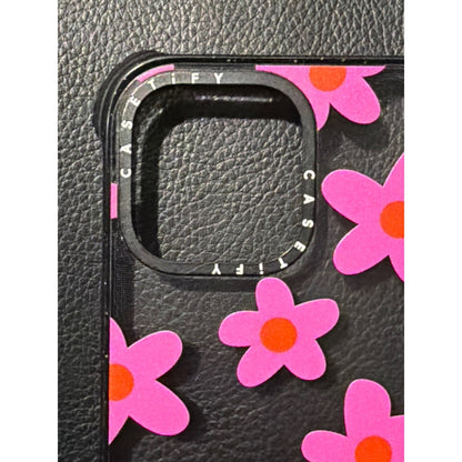 Casetify iPhone 14 Pro Max Case Women Pink Glitter Floral Daisy Coquette EUC2