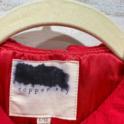 Copper Key Ruffle Coat Girls 6/6X Red Fleece Peacoat Holiday Classic *Flawed3