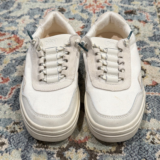 Hey Dude Hudson Lift Sport Kids W5 Cream Platform Sneaker Casual GUC0