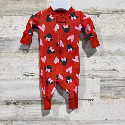 Disney Hanna Andersson Minnie Mouse Sleeper Girls 0-3M Red Organic Cotton EUC0
