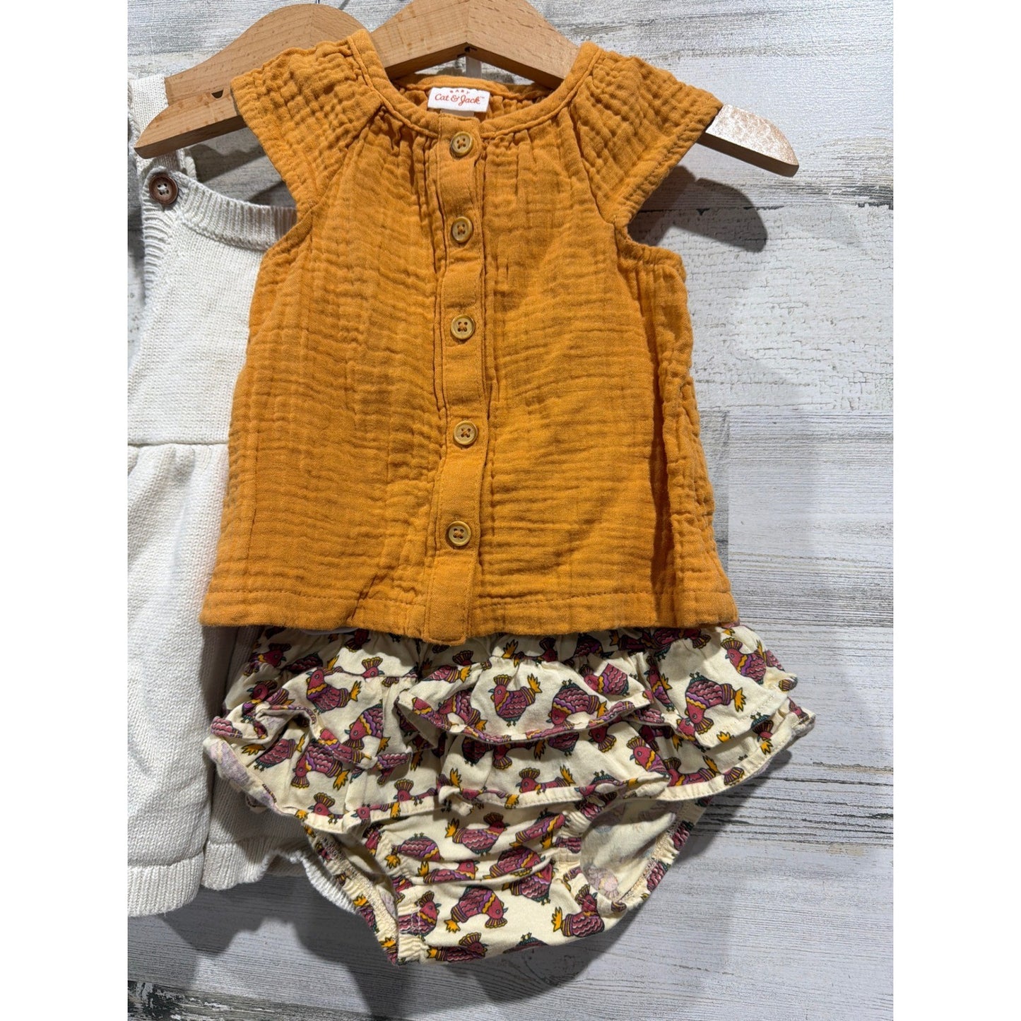 Tea Mud Pie Carter's Bundle Baby Girls 12M  Floral Gauze Boho Earth Neutral4