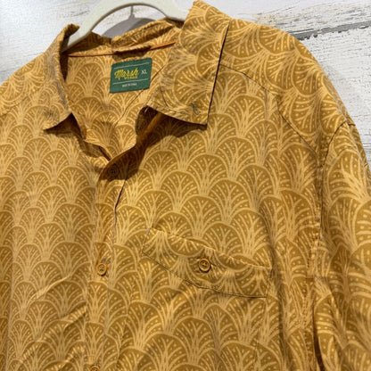 Marsh Wear MWW1021 Button Down Shirt Men XL Gold Lyocell Geometric Coastal EUC1