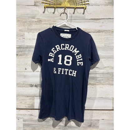 Y2K Abercrombie & Fitch Graphic T-Shirt Men Medium Navy Blue Logo Retro Classix0
