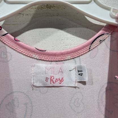 Mila & Rose Dress Girls 4T Pink Smiley Face Heart Pockets Twirl Girly EUC3