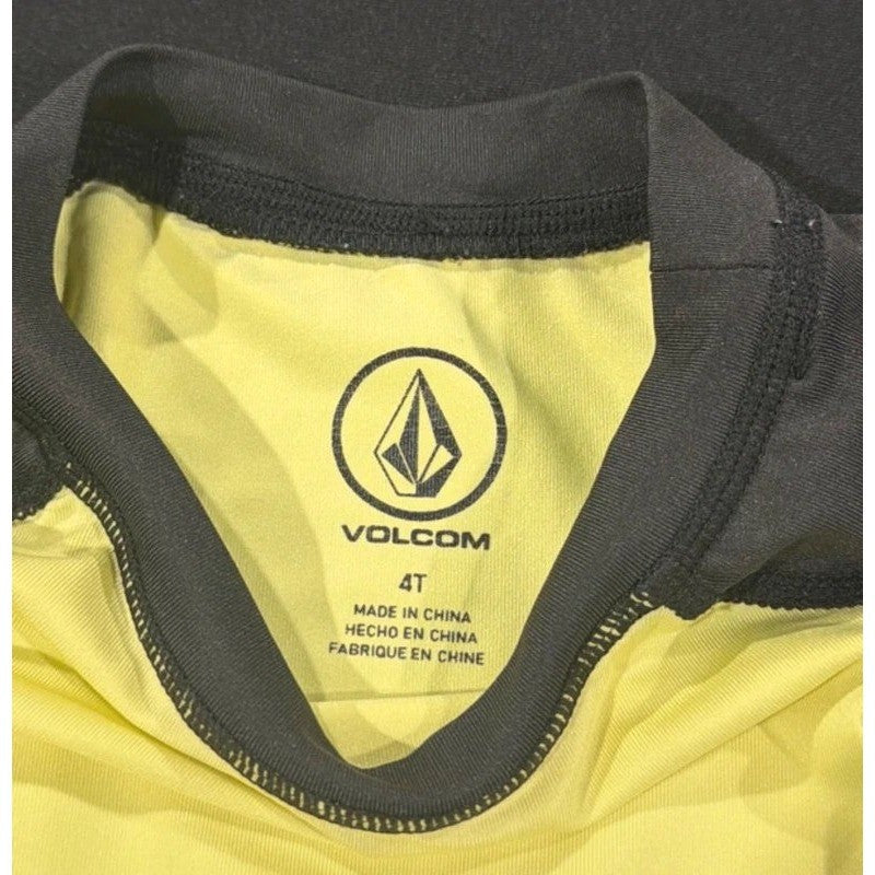 Volcom Blue Quail Swim Set Boys 4T Yellow Blue Butterfly Rash Guard Trunks GUC4