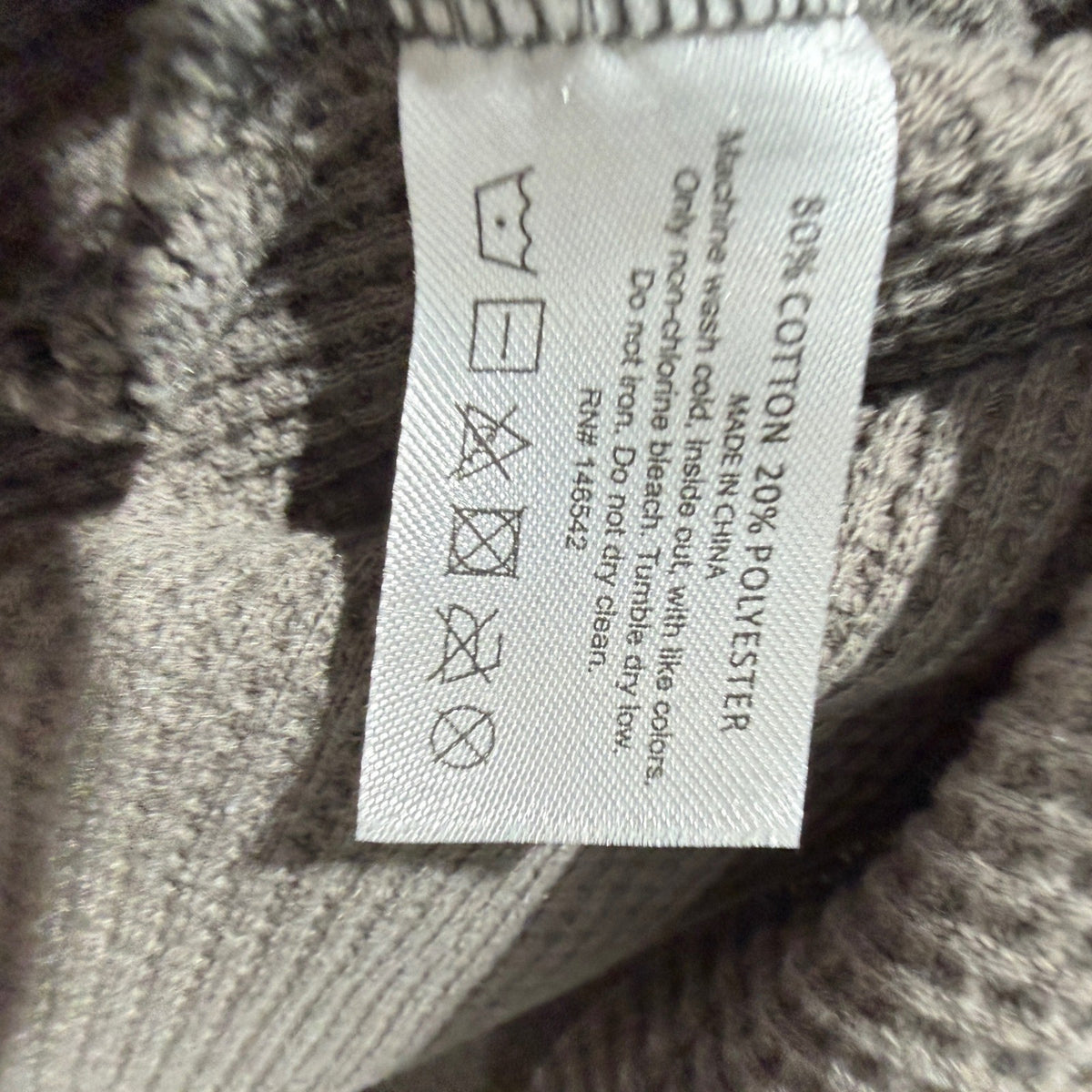 Club Social Jadelynn Brooke Pullover Women M Grey Waffle Cotton Mixed Media EUC2