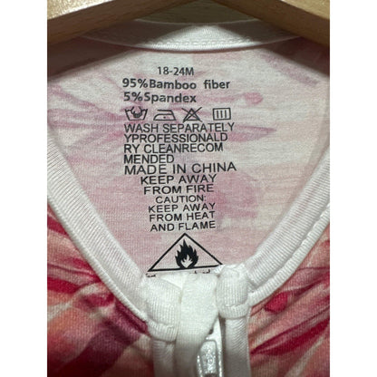 Girls 18/24M Pink Gingham Bow Bamboo Romper EUC1