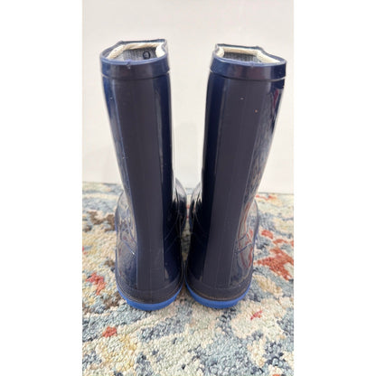 Rain Boots Boys 11-12 Navy Blue Glossy Waterproof GUC3