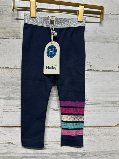 Hatley Leggings Girls Size 2 Navy Blue Glitter Waist Striped NWT0