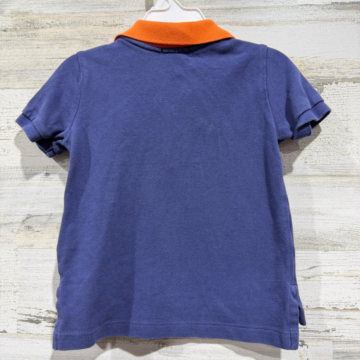 Ralph Lauren Polo Shirt Boys 18M Blue Orange Contrast Collar Preppy *Flawed4