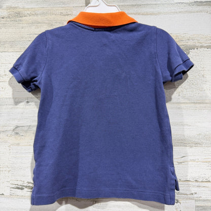 Ralph Lauren Polo Shirt Boys 18M Blue Orange Contrast Collar Preppy *Flawed4