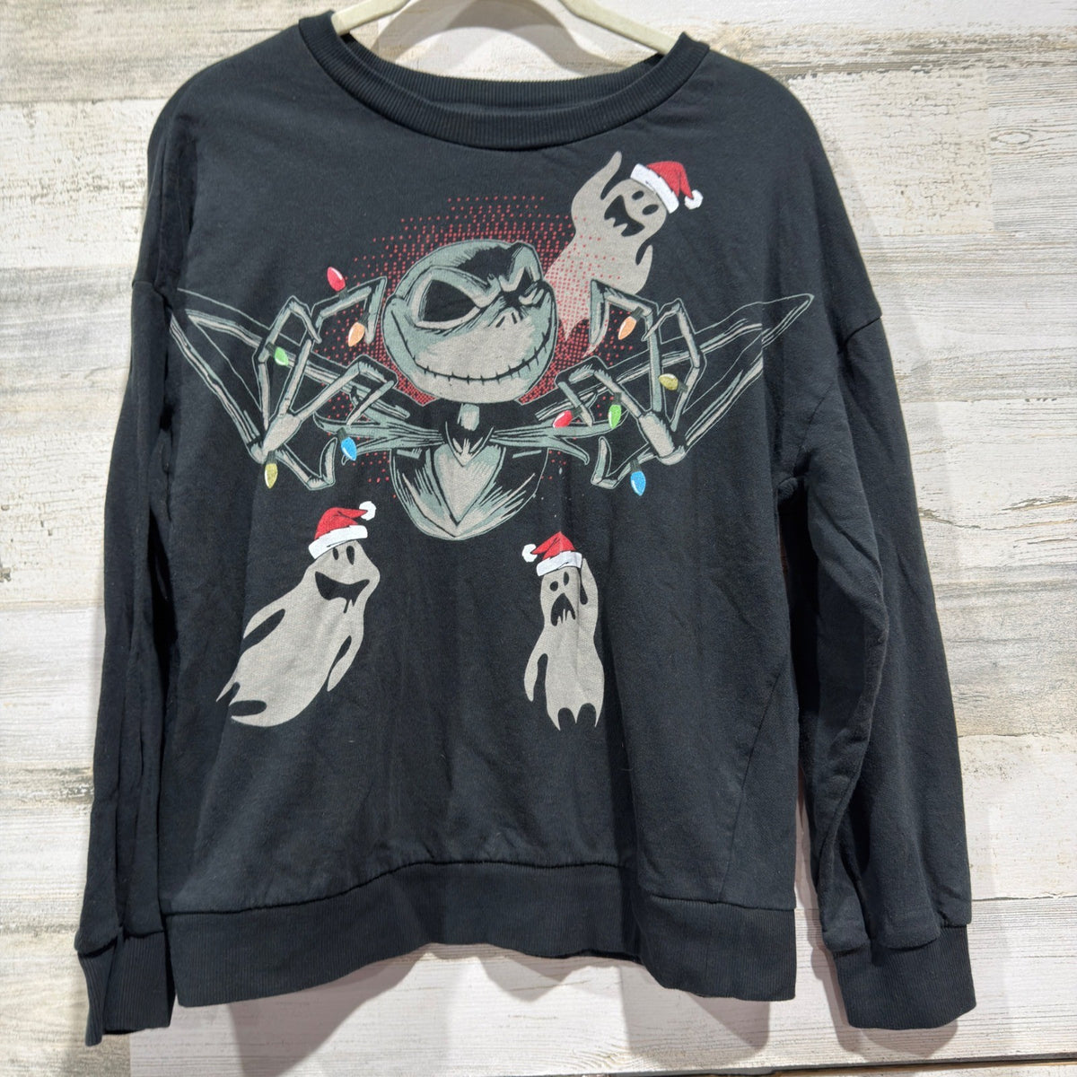 Disney Nightmare Before Christmas Sweatshirt Kids L 10/12 Black Cotton Holiday0