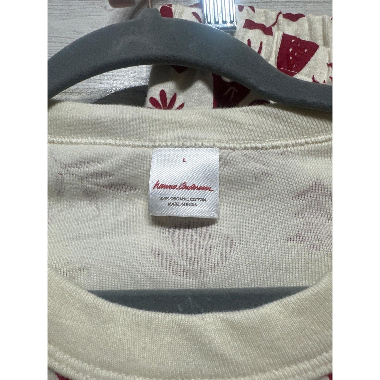 Hanna Andersson Pajama Set Womens Large White Red Holiday Reindeer Organic EUC2