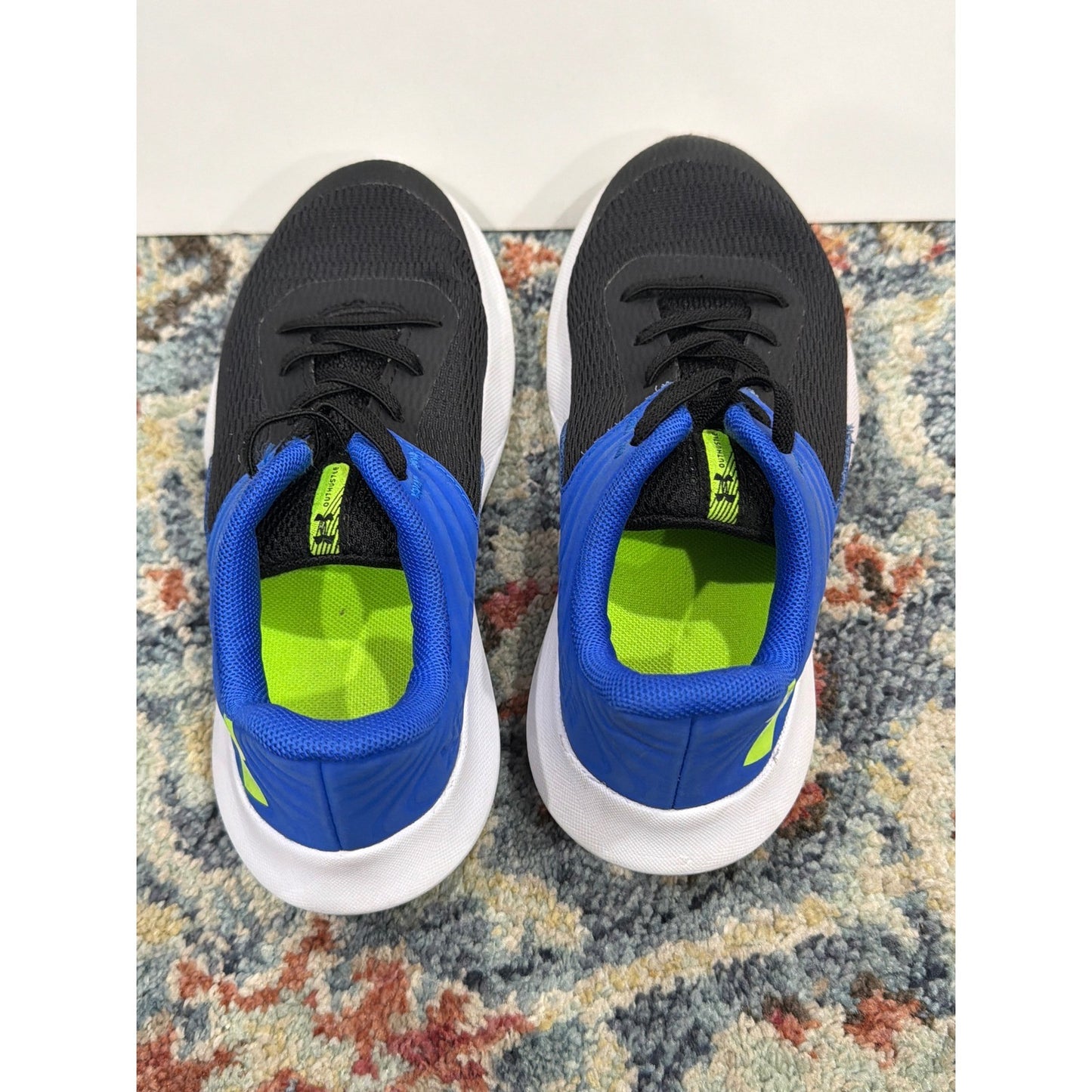 Under Armour Assert 9 Shoes Boys 13K Black Blue Running Sporty EUC4