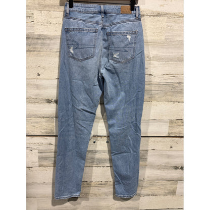 American Eagle Mom Jeans Women Size 4 Long Blue Distressed High Rise Denim2