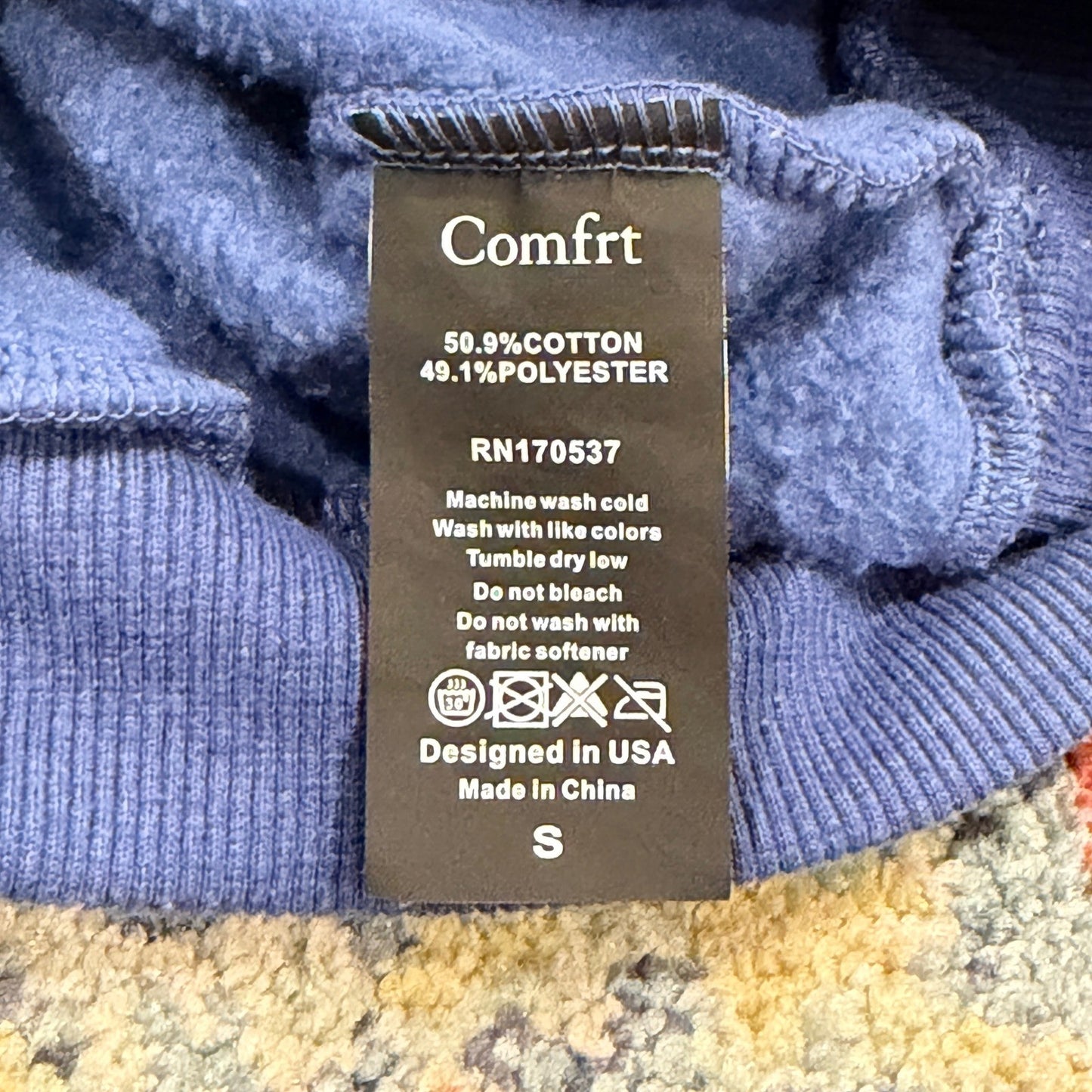 Comfrt Hoodie Kids Size S (Fits like 4/5) Blue Heavyweight Streetwear EUC3