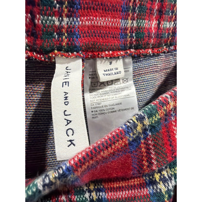 Janie and Jack Plaid Pants Girls 8 Red Tartan Gold Button Holiday EUC1