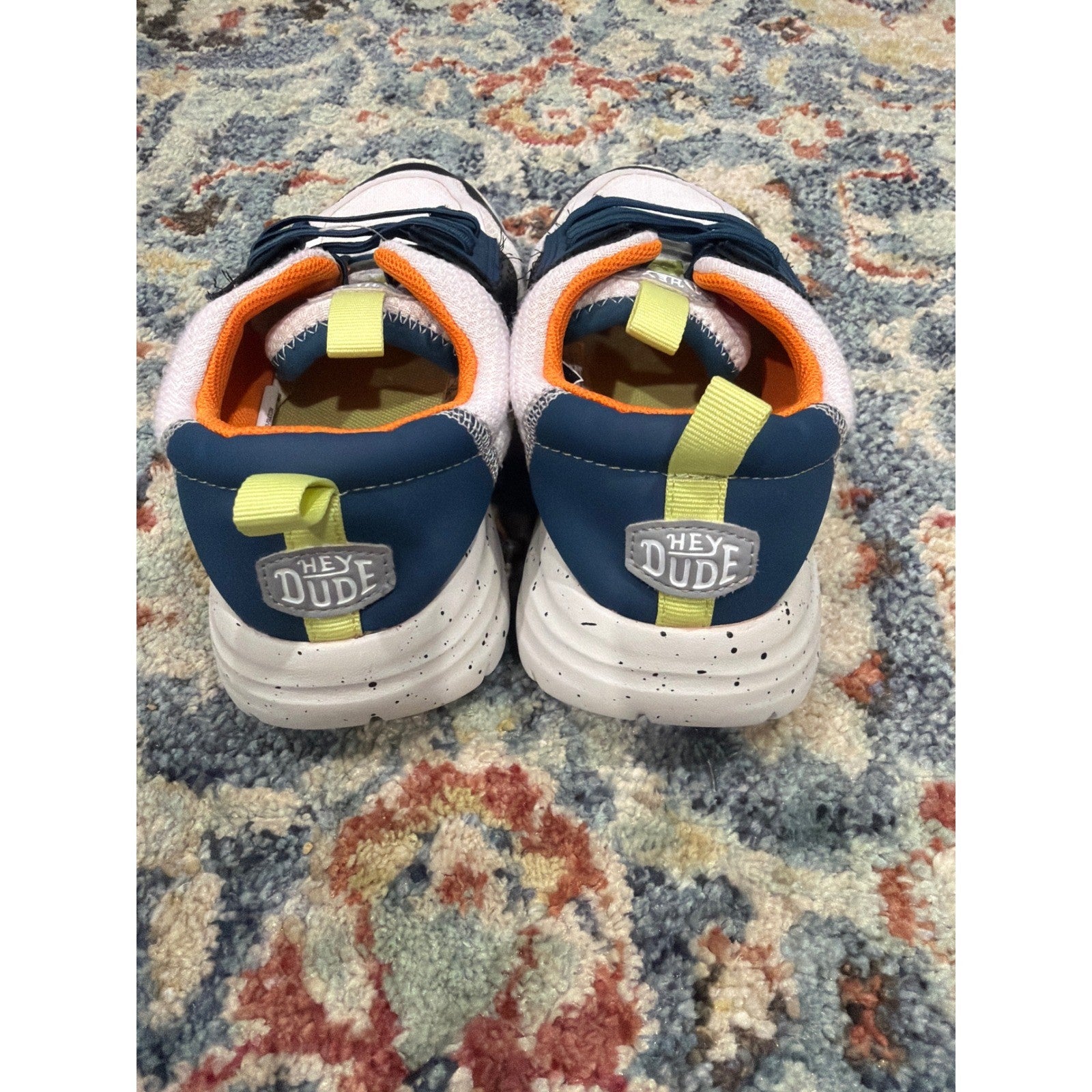 Hey Dude Sirocco Sneakers Boys C13 White Navy Orange Sporty EUC4