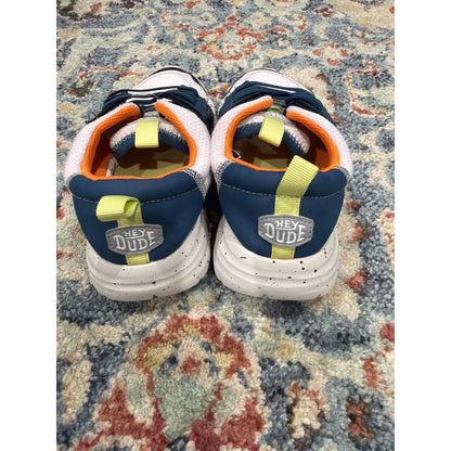 Hey Dude Sirocco Sneakers Boys C13 White Navy Orange Sporty EUC4