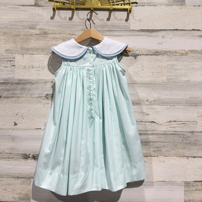The Proper Peony Petal Collar Dress Girls 3T Blue Scalloped Heirloom *Flawed4