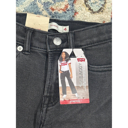 Levi's '94 Baggy Jeans Girls Size 4 Black Straight Leg Adjustable Waist NWT1