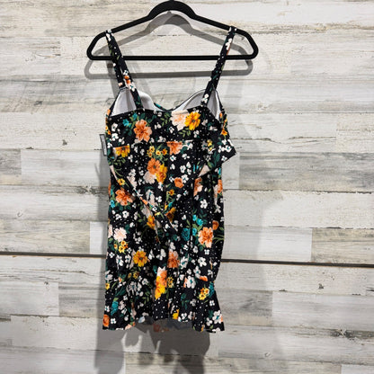 Torrid Ellie Floral Swimdress Women Size 1 Black Multi Nylon Spandex Modern NWT6