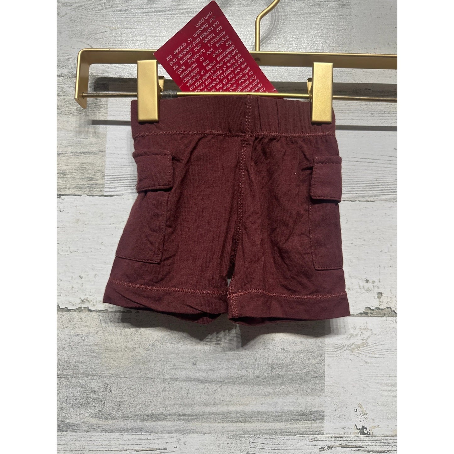 KicKee Pants Cargo Shorts Kids 0-3M Burgundy Bamboo Viscose NWT1