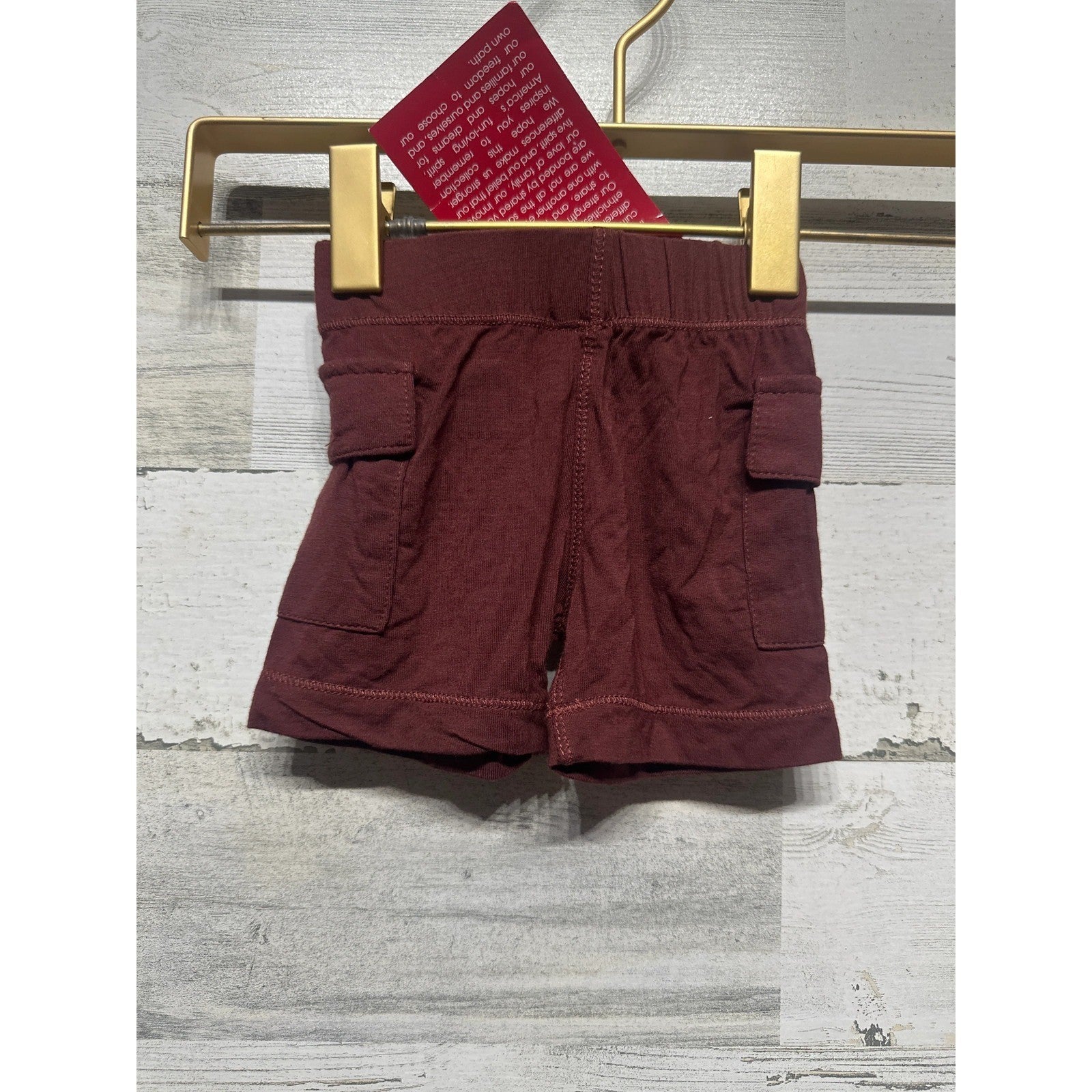 KicKee Pants Cargo Shorts Kids 0-3M Burgundy Bamboo Viscose NWT1