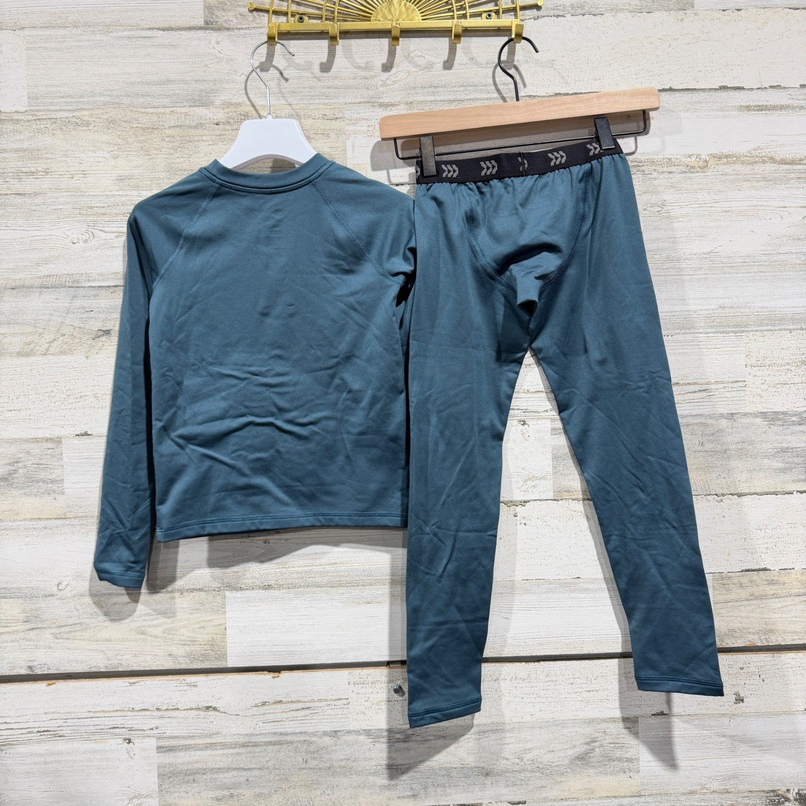 All In Motion Base Layer Set Boys Small 6/7 Teal Blue Athletic Thermal EUC2