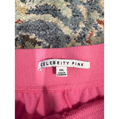 Celebrity Pink Wide Leg Pants Women XXL Pink Fleece Drawstring Barbiecore NWT2