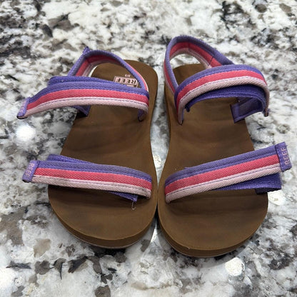 Reef Little Ahi Convertible Sandals Kids Size 2/3 Purple Pink Striped GUC0