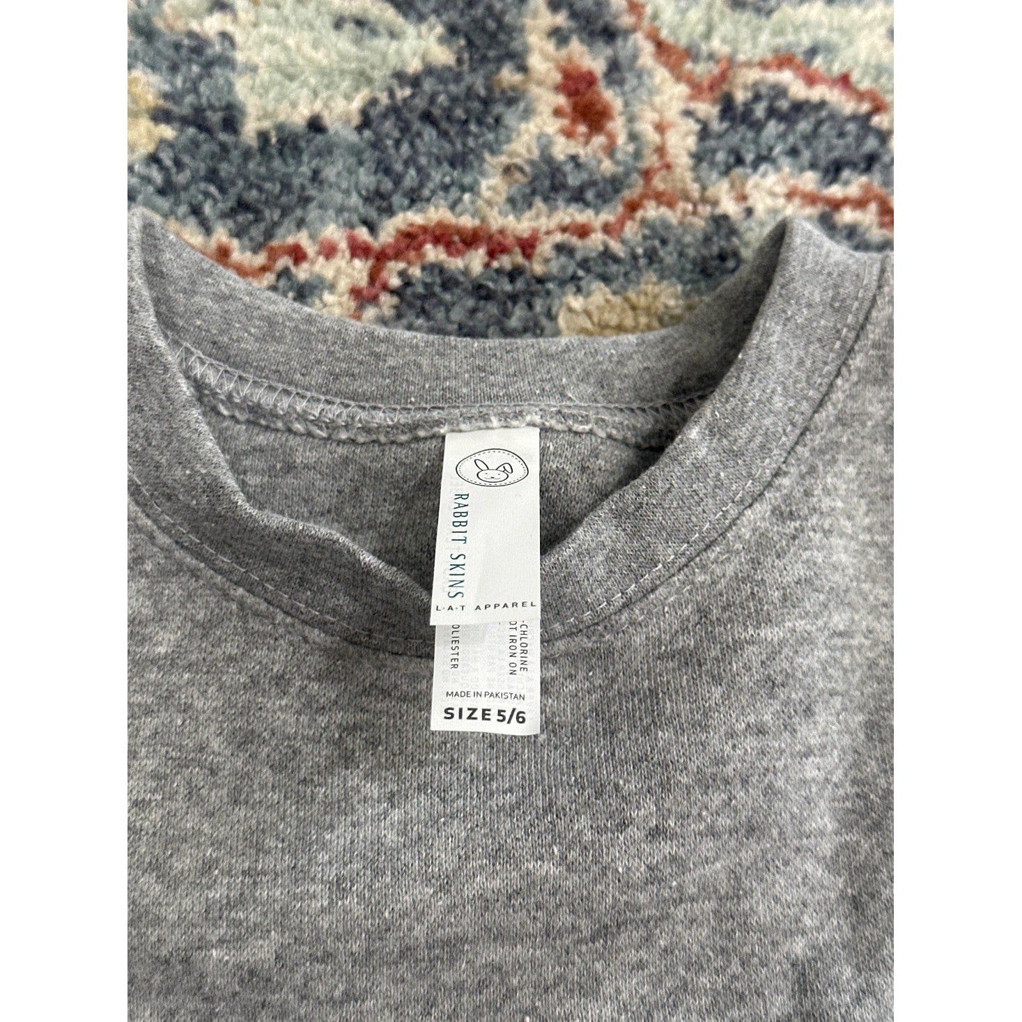 Rabbit Skins Sweatshirt Boys Girls 5/6 Grey Blank Fleece Crewneck EUC1
