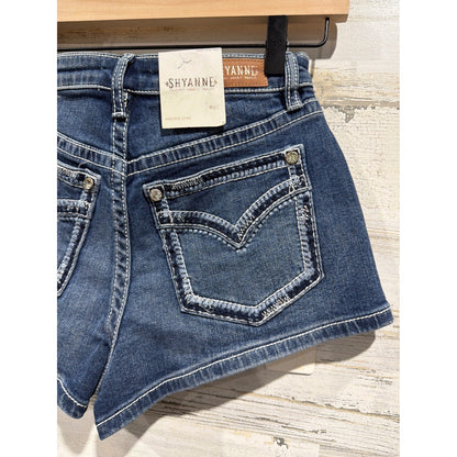 Shyanne Denim Shorts Women 27 Blue High Rise Rhinestone Western Cowgirl NWT7