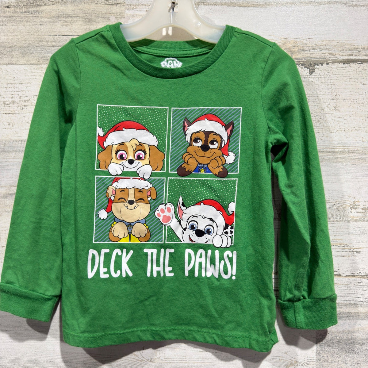 Paw Patrol Deck The Paws Shirt Kids 4T Green Cotton Christmas Holiday0