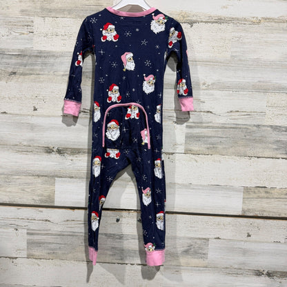 Beaufort Bonnet Company Santa Pajama Sleeper Girls 4T Navy Pima Cotton Flawed*3