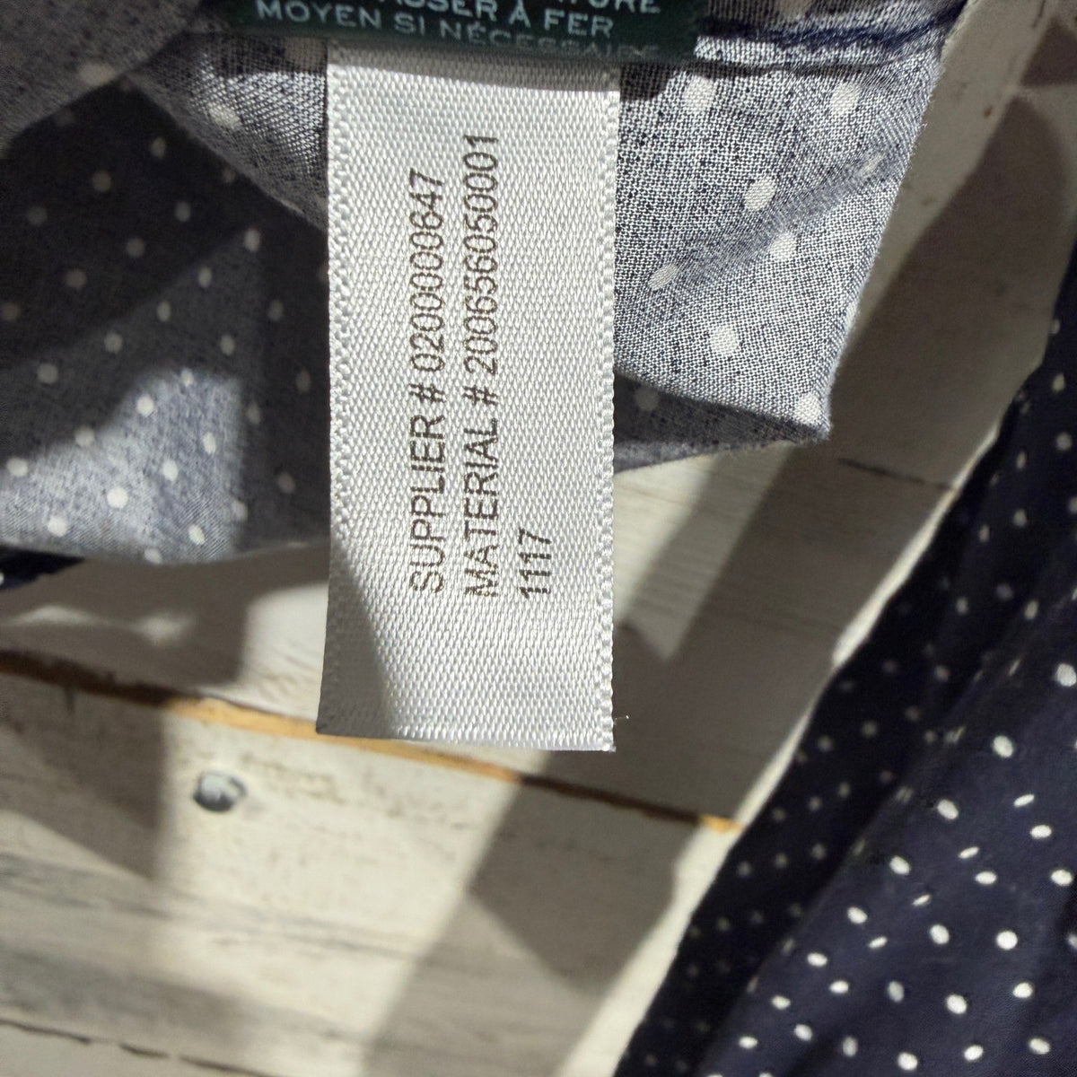 Lauren Ralph Lauren Non Iron Button Down Shirt Women L Navy Polka Dot Cotton4
