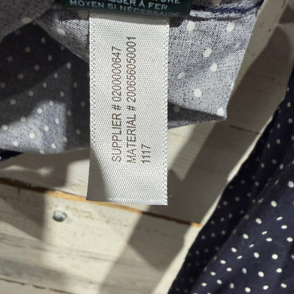 Lauren Ralph Lauren Non Iron Button Down Shirt Women L Navy Polka Dot Cotton4
