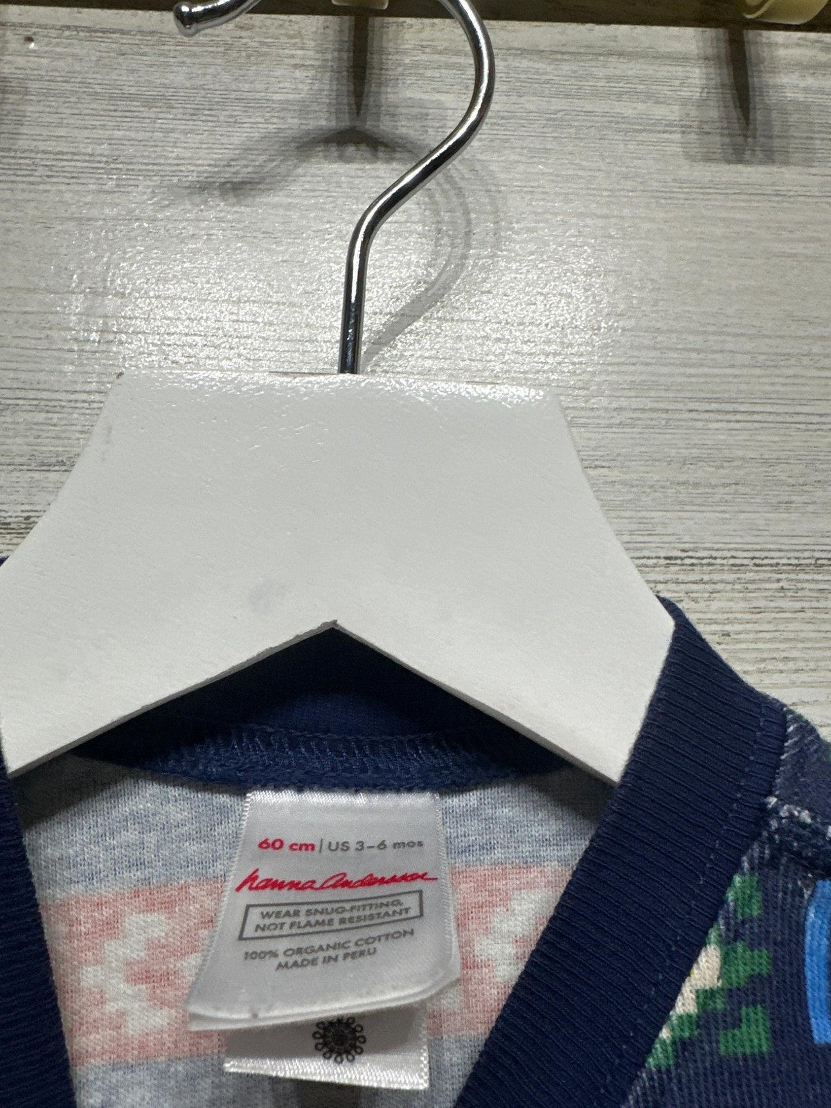 Hanna Andersson Pajamas Kids 3-6M Navy Fair Isle Snowflake Organic Cotton EUC2