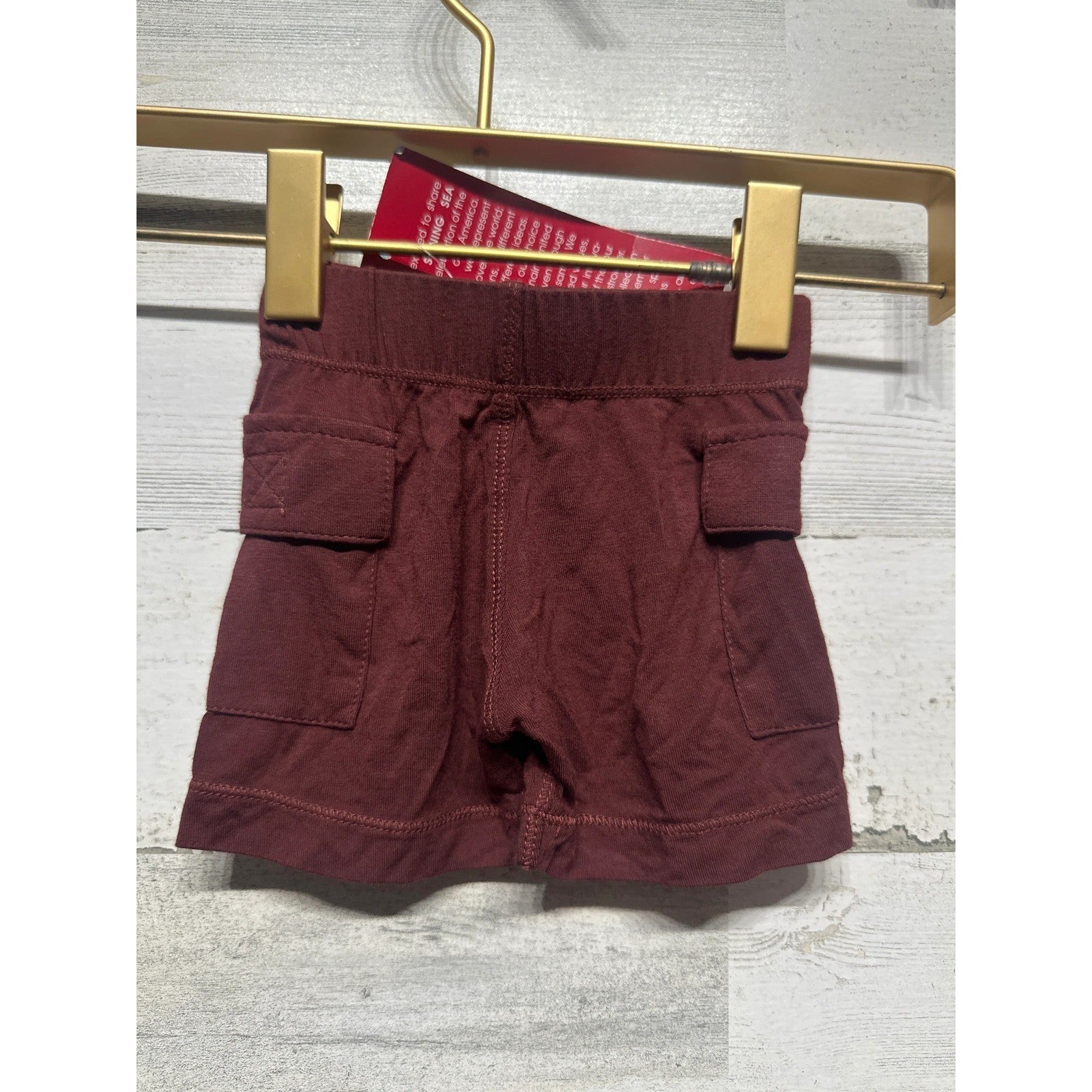 KicKee Pants Cargo Shorts Kids 0-3M Burgundy Bamboo Viscose NWT0