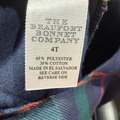 The Beaufort Bonnet Company Jumper Girls 4T Navy Plaid Preppy EUC5