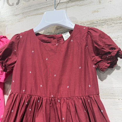 Cat & Jack OshKosh B'gosh Dress Bundle Girls 3T Pink Burgundy Cotton Floral EUC1