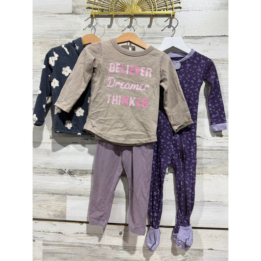 Colored Organics Peek Burt's Bees Carter's Girls 18-24M Purple Tan Floral Bundle0