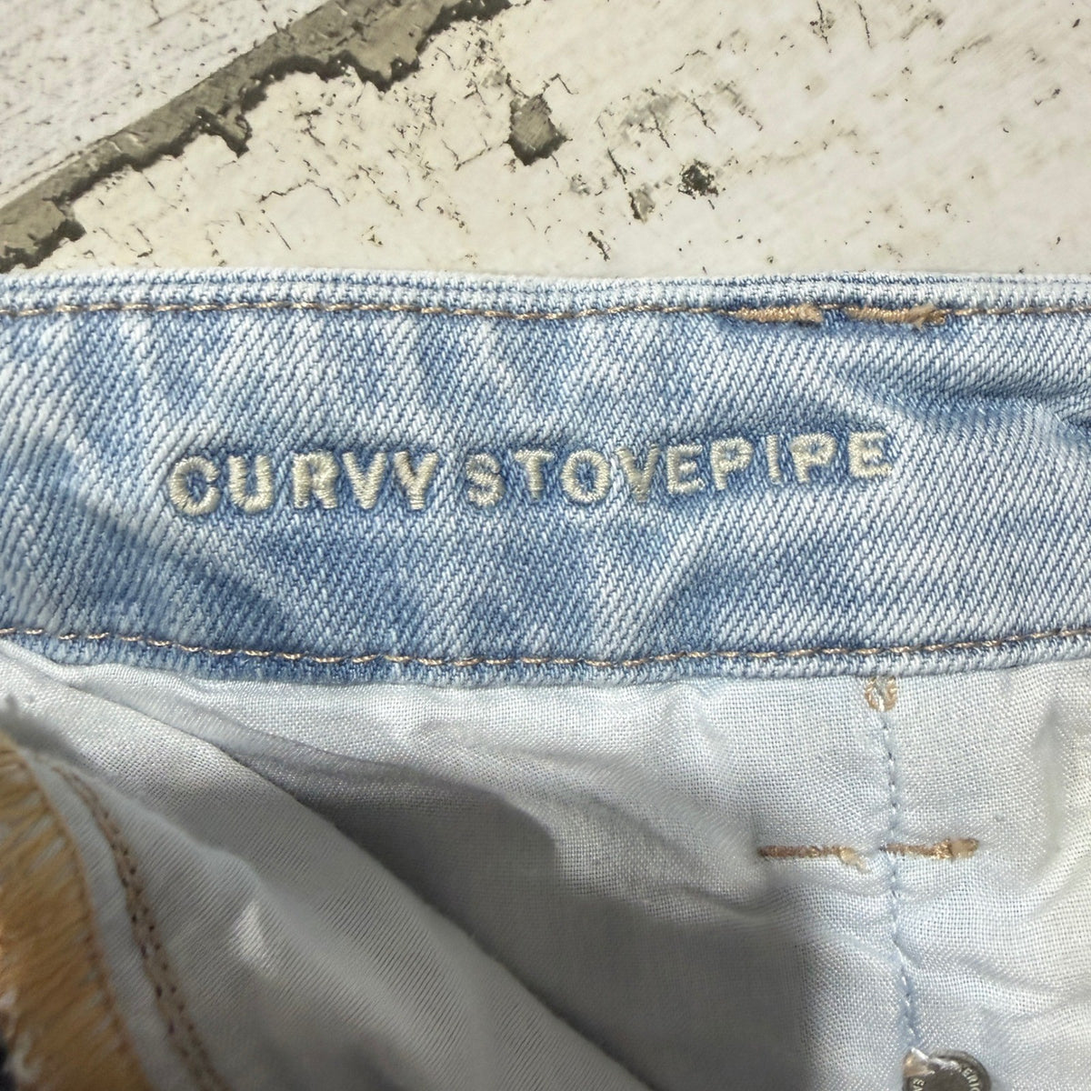 American Eagle Curvy Stovepipe Jeans Women 8S Light Blue Stretch Denim Boho EUC6