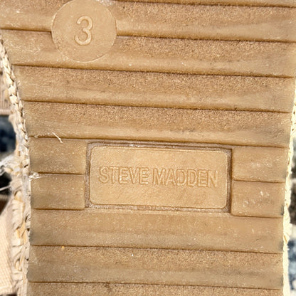 Steve Madden Bandi Sandals Girls 3 Tan Elastic Espadrille Platform7