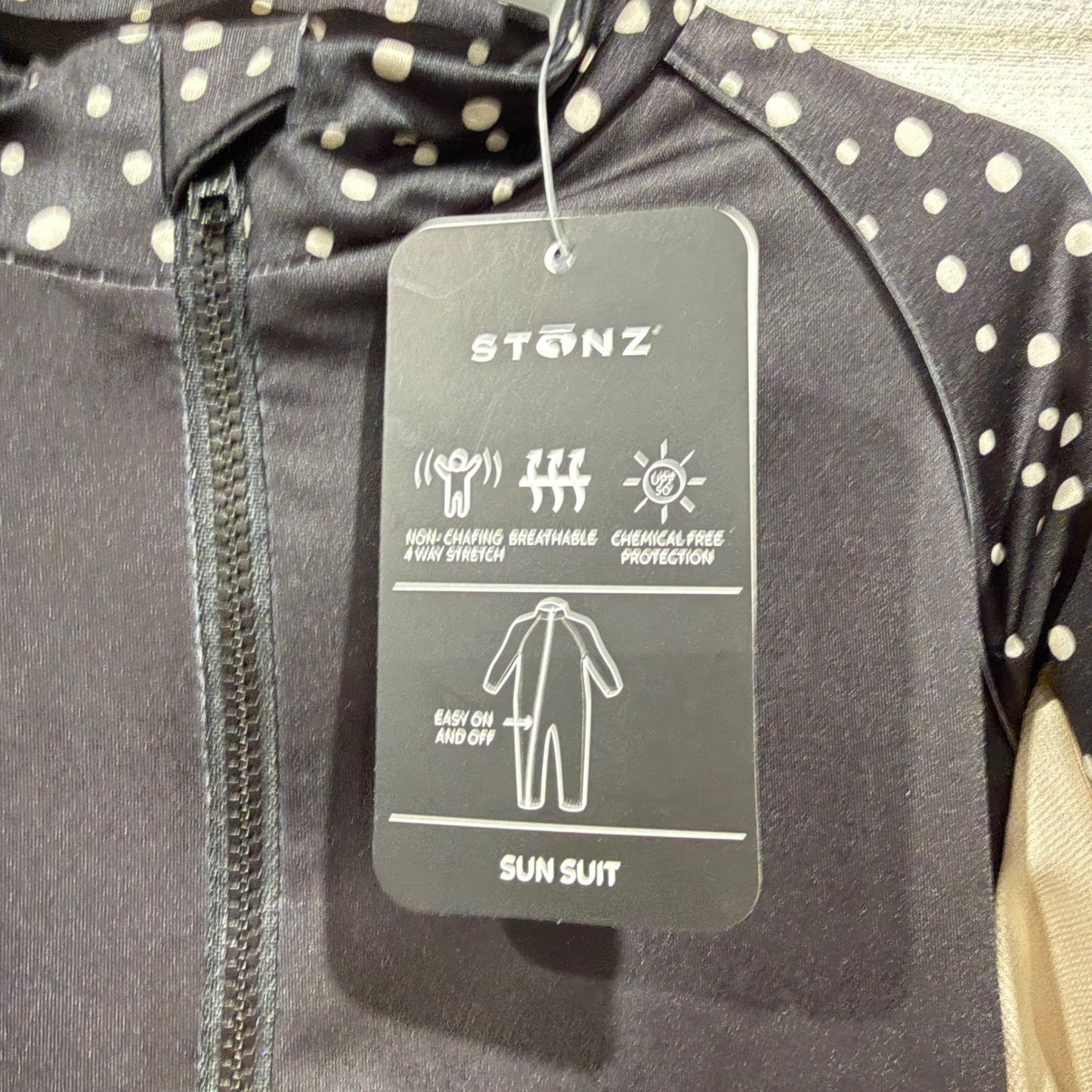 Stonz Sun Suit 18-24M Black Polka Dot Rash Guard UV Protection NWT1